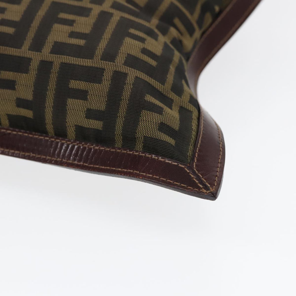 FENDI Zucca Canvas Clutch Bag Brown Black goldfm3776