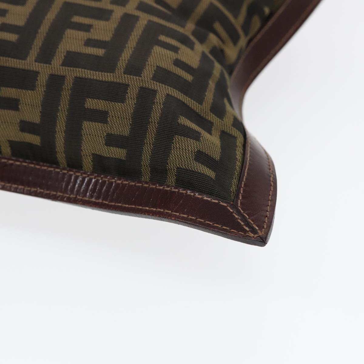 FENDI Zucca Canvas Clutch Bag Brown Black goldfm3776