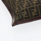 FENDI Zucca Canvas Clutch Bag Brown Black goldfm3776