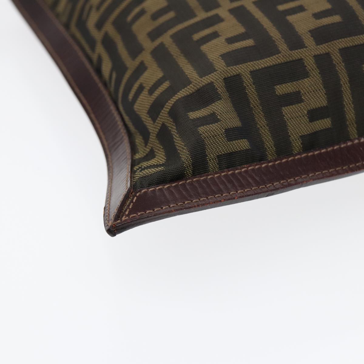 FENDI Zucca Canvas Clutch Bag Brown Black goldfm3776
