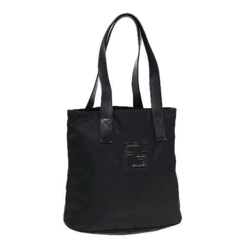 FENDI Tote Bag Nylon Silver Blackfm3779