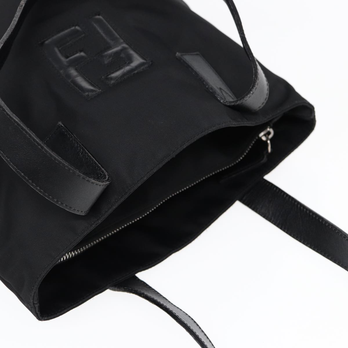FENDI Tote Bag Nylon Silver Blackfm3779