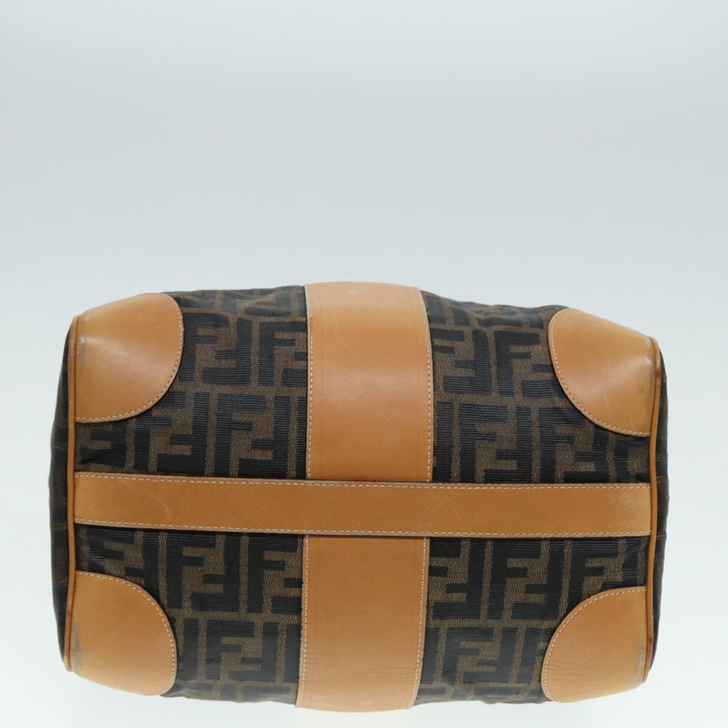 FENDI Zucca Canvas Hand Bag Brown Black goldfm3783