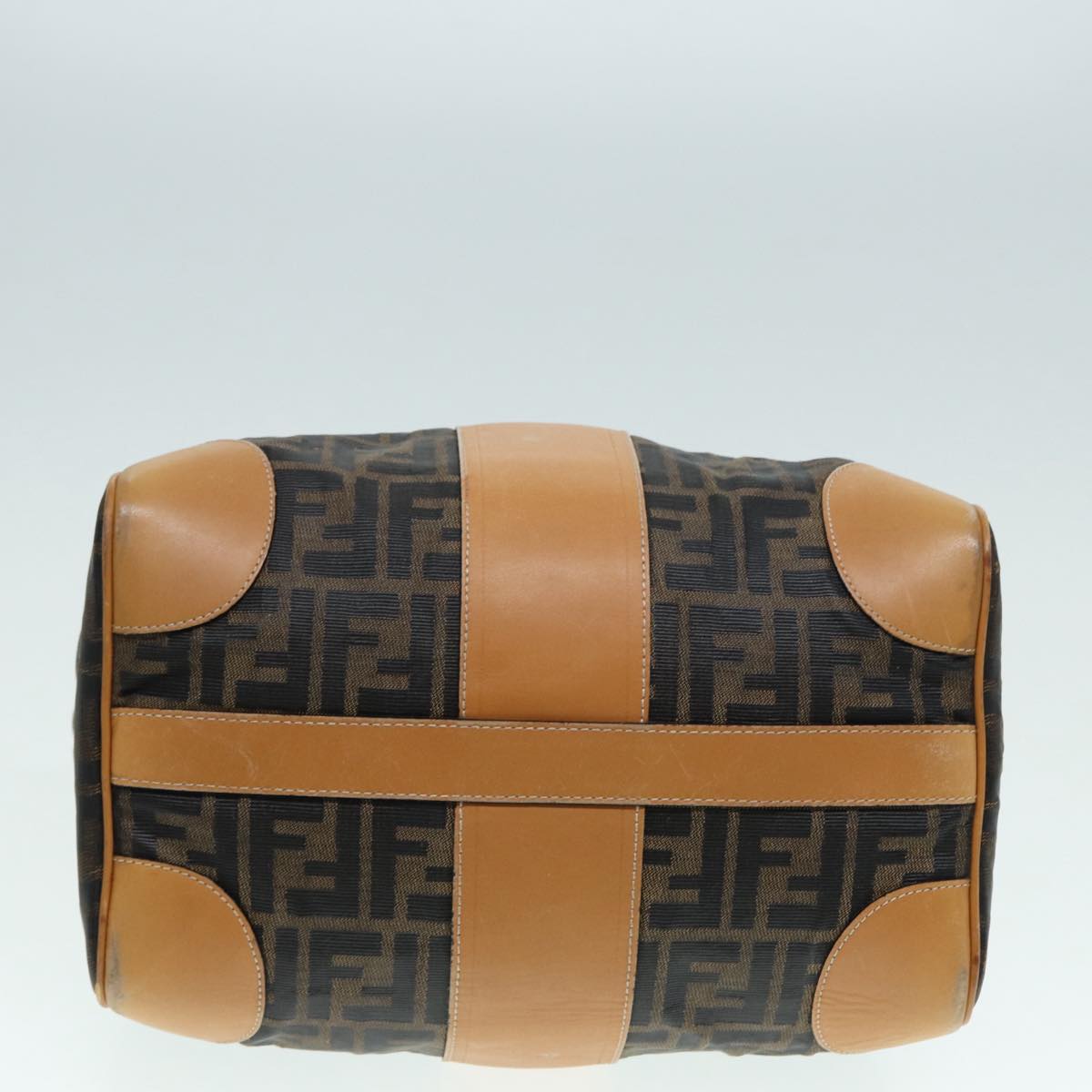 FENDI Zucca Canvas Hand Bag Brown Black goldfm3783