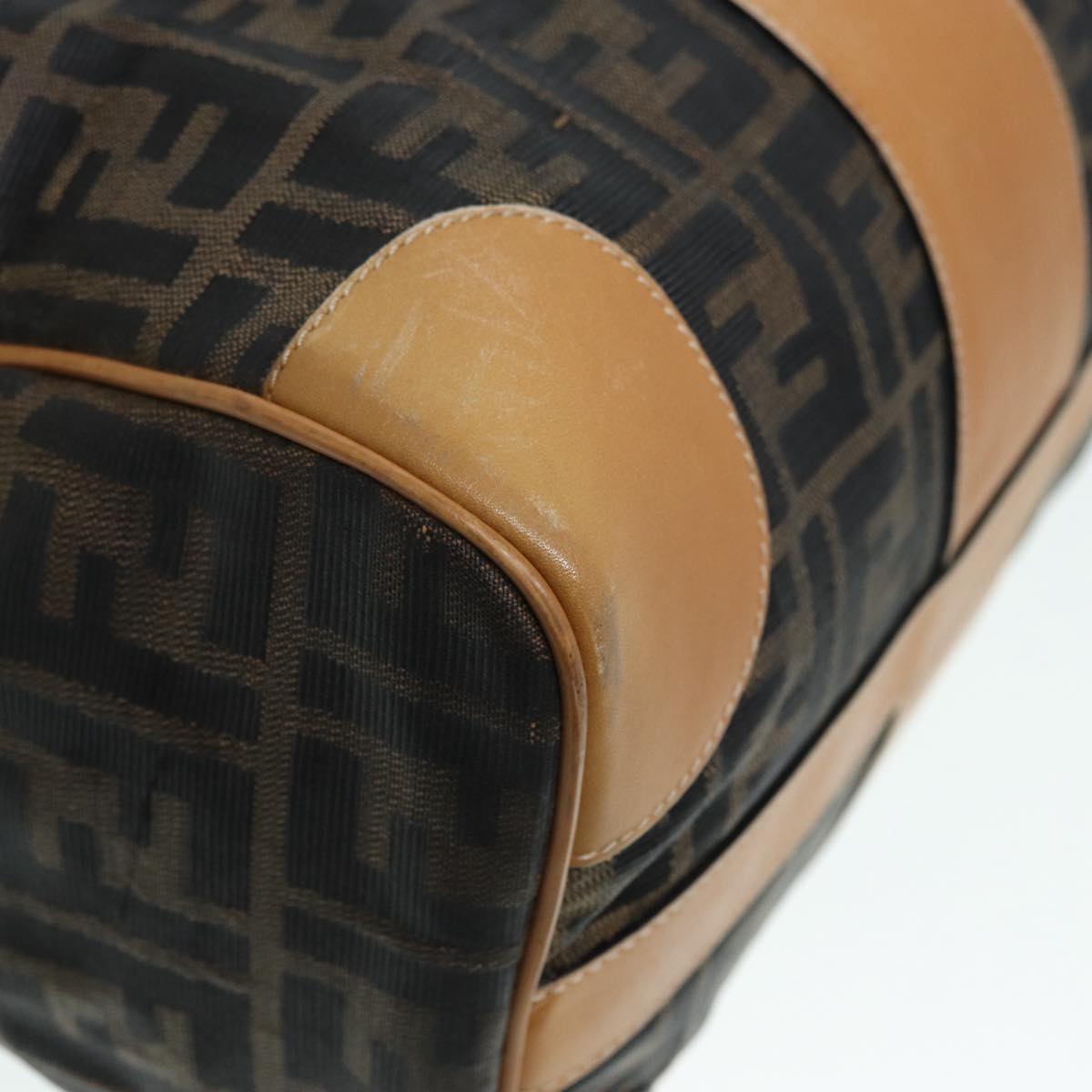 FENDI Zucca Canvas Hand Bag Brown Black goldfm3783