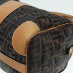 FENDI Zucca Canvas Hand Bag Brown Black goldfm3783