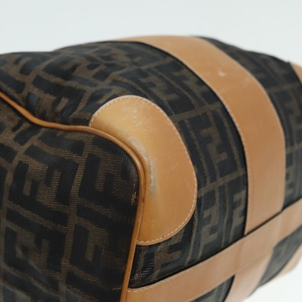FENDI Zucca Canvas Hand Bag Brown Black goldfm3783