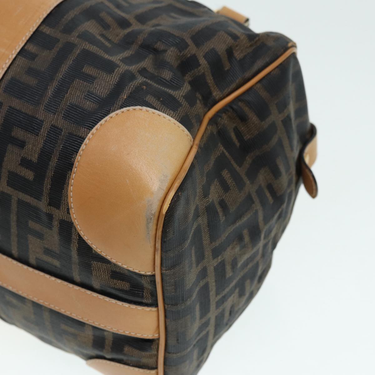 FENDI Zucca Canvas Hand Bag Brown Black goldfm3783