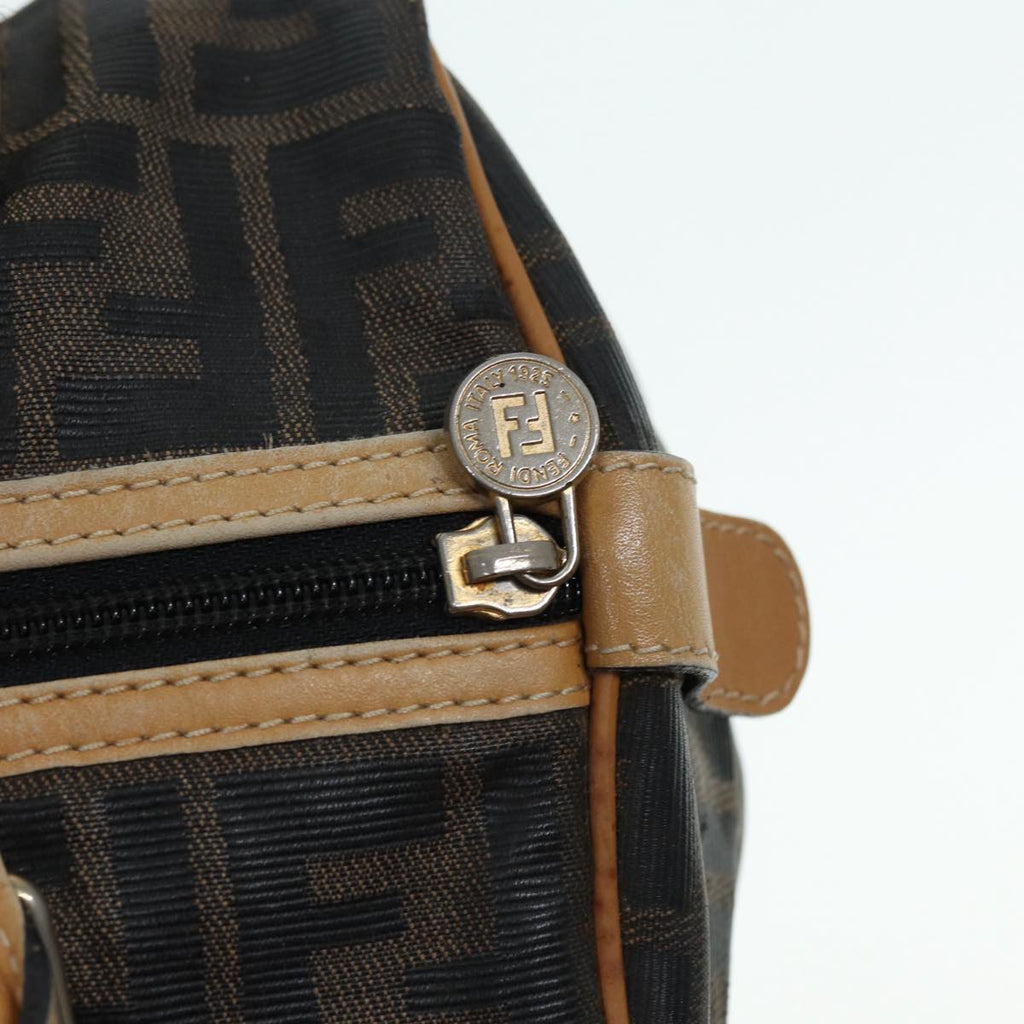 FENDI Zucca Canvas Hand Bag Brown Black goldfm3783