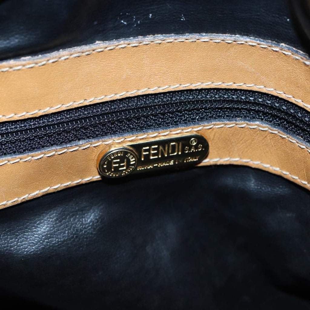 FENDI Zucca Canvas Hand Bag Brown Black goldfm3783