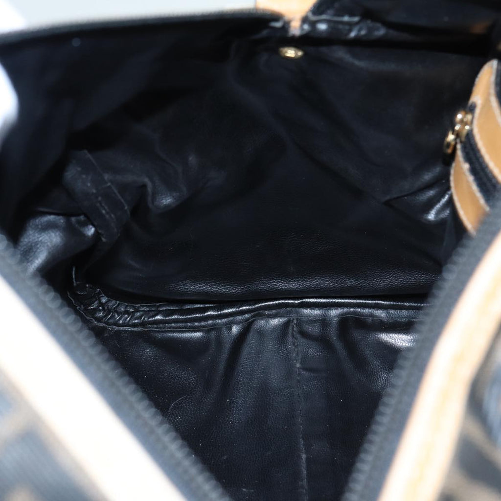 FENDI Zucca Canvas Hand Bag Brown Black goldfm3783