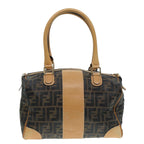 FENDI Zucca Canvas Hand Bag Brown Black goldfm3783