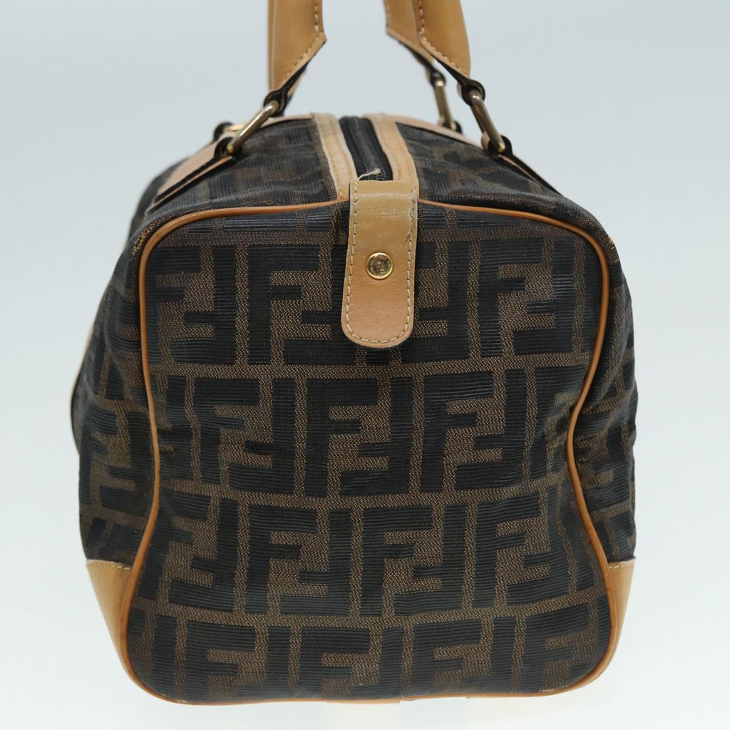 FENDI Zucca Canvas Hand Bag Brown Black goldfm3783