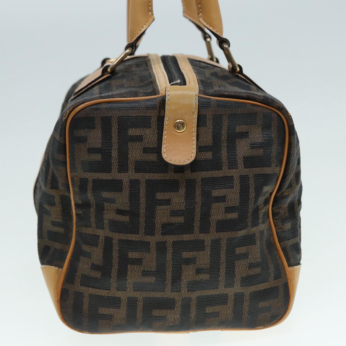 FENDI Zucca Canvas Hand Bag Brown Black goldfm3783