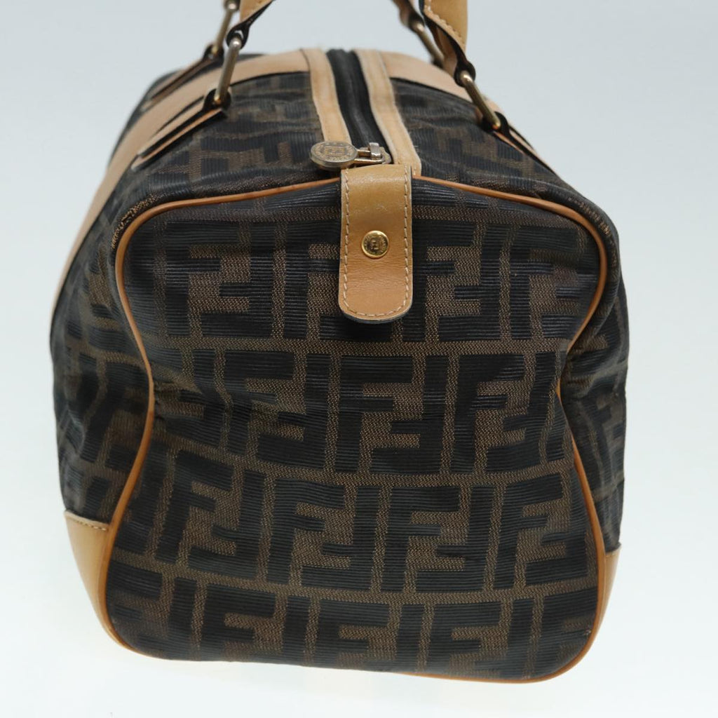 FENDI Zucca Canvas Hand Bag Brown Black goldfm3783