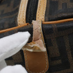 FENDI Zucca Canvas Hand Bag Brown Black goldfm3783