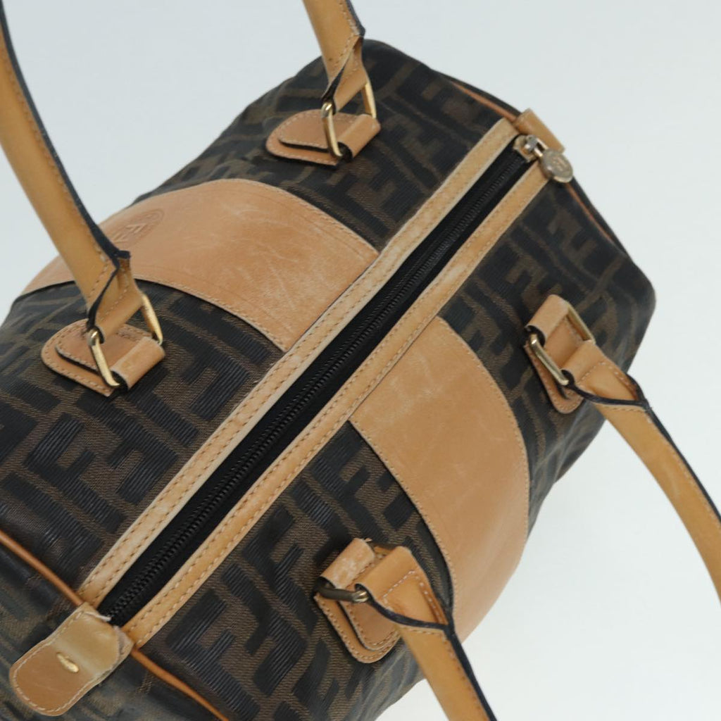 FENDI Zucca Canvas Hand Bag Brown Black goldfm3783
