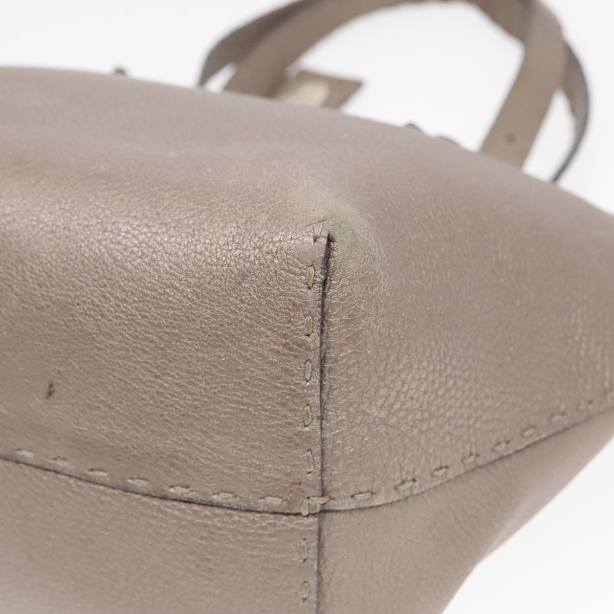 FENDI Celeria Tote Bag Leather Silver Silver Tonefm3806