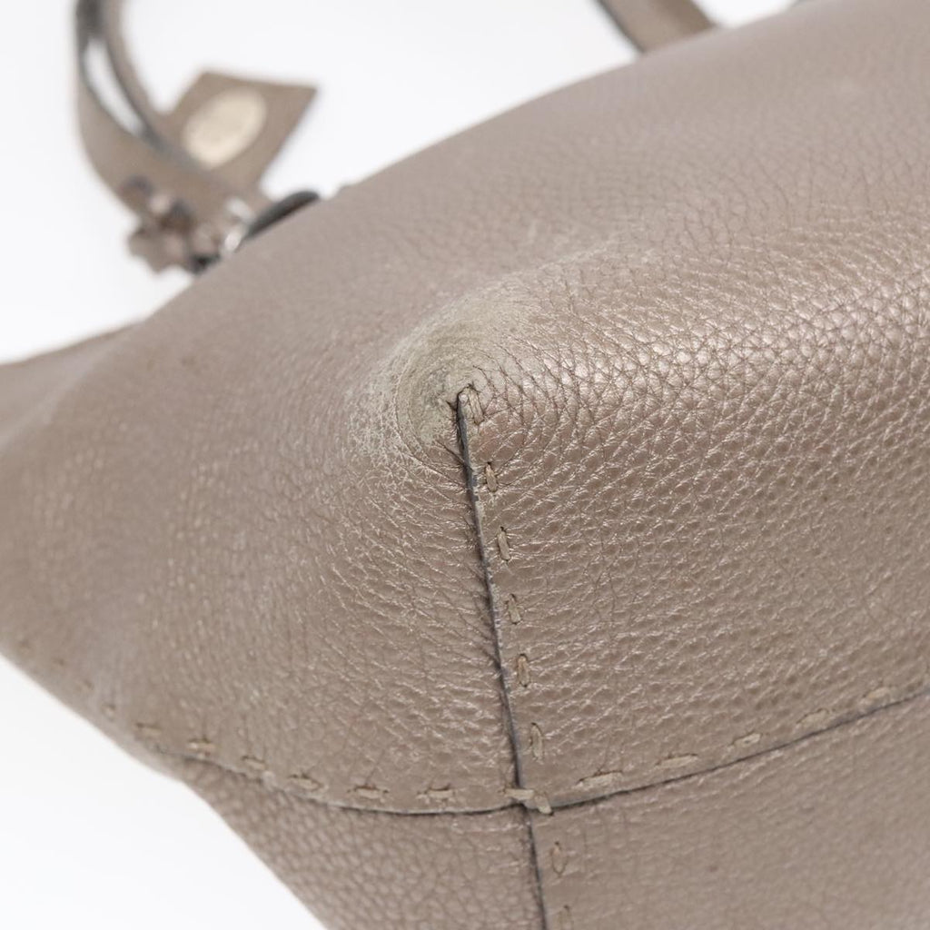 FENDI Celeria Tote Bag Leather Silver Silver Tonefm3806