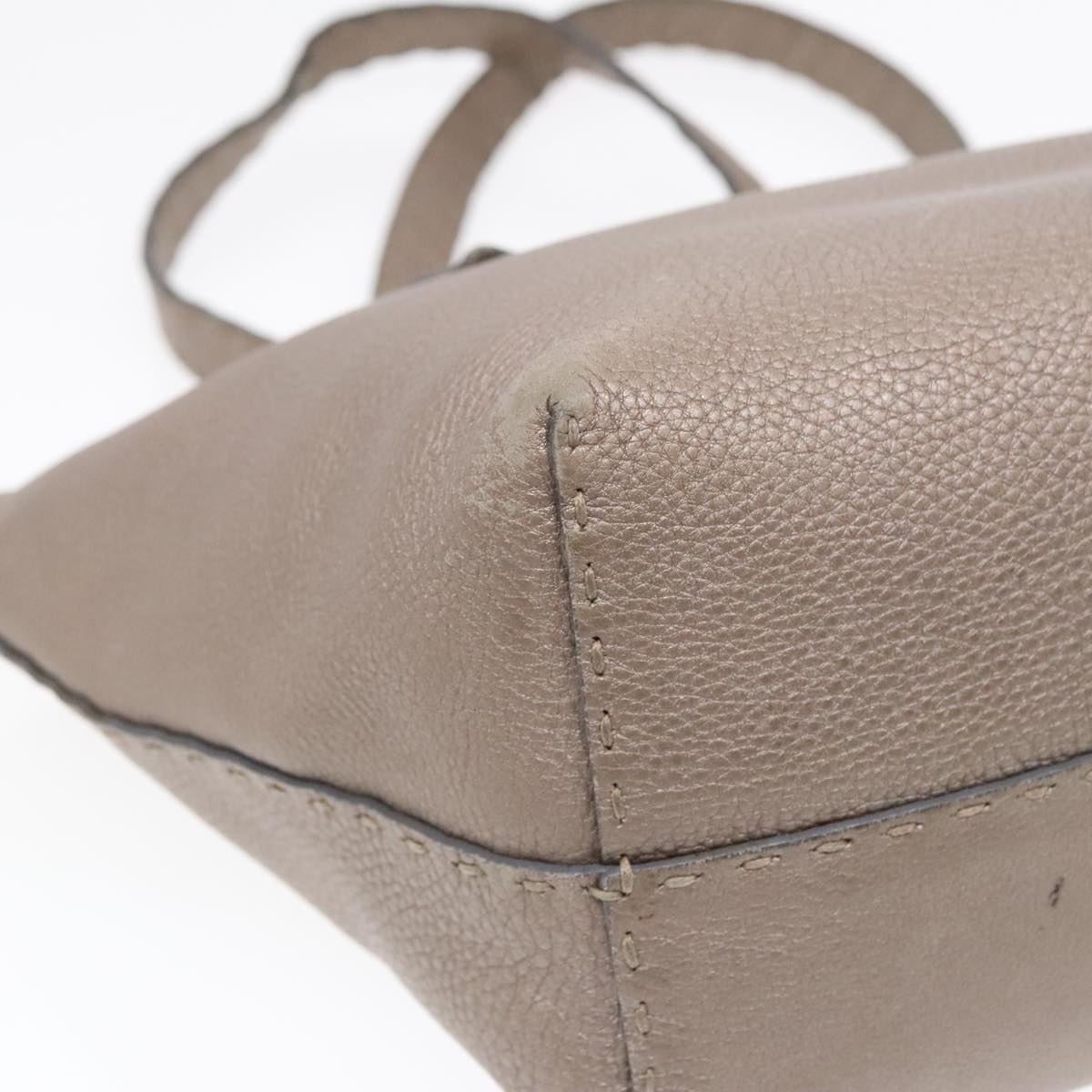 FENDI Celeria Tote Bag Leather Silver Silver Tonefm3806