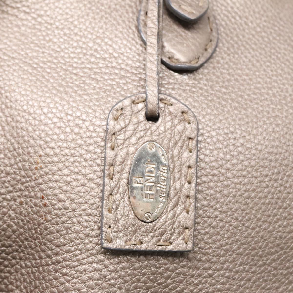 FENDI Celeria Tote Bag Leather Silver Silver Tonefm3806
