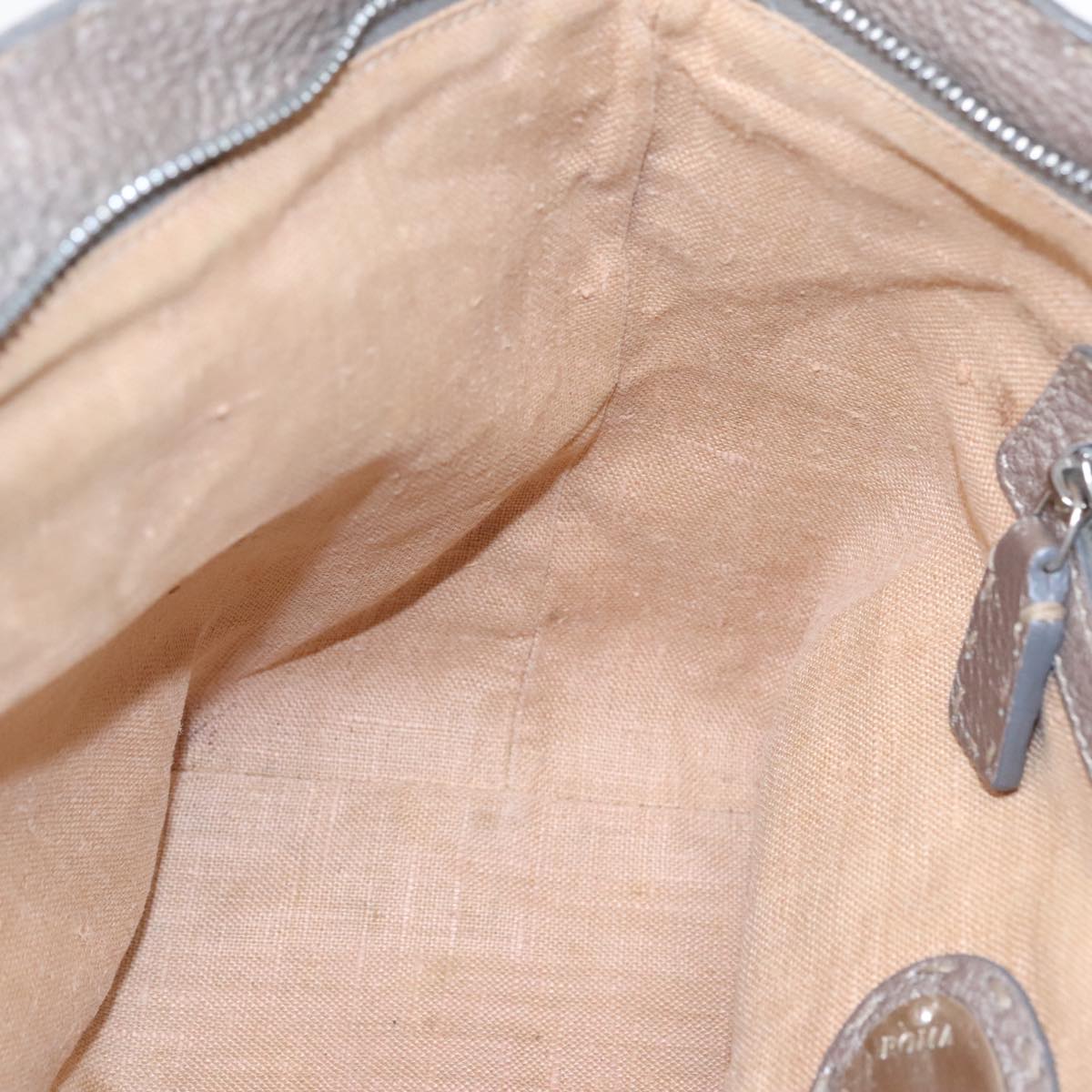 FENDI Celeria Tote Bag Leather Silver Silver Tonefm3806