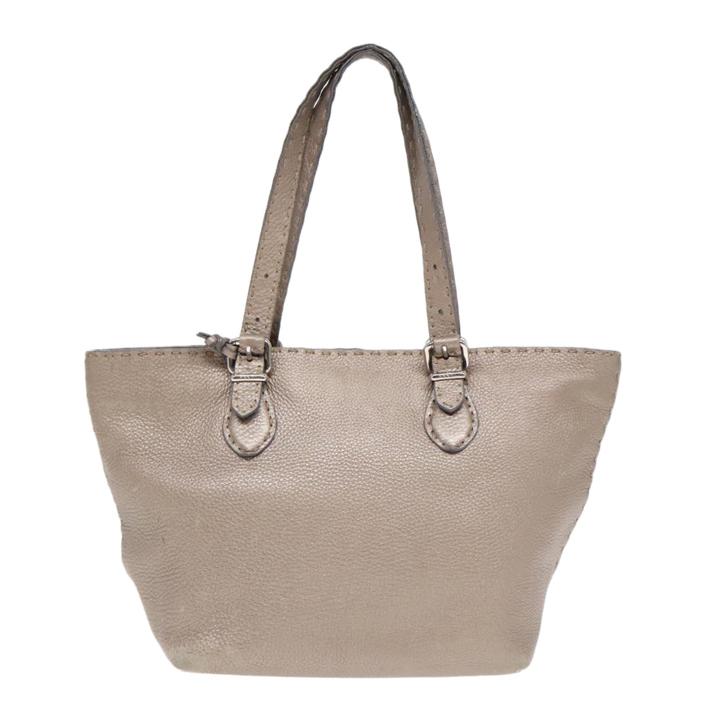 FENDI Celeria Tote Bag Leather Silver Silver Tonefm3806