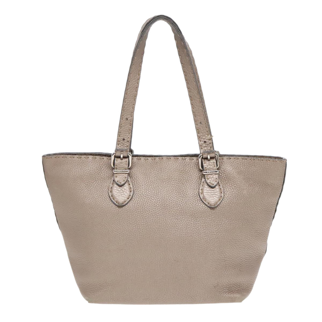 FENDI Celeria Tote Bag Leather Silver Silver Tonefm3806