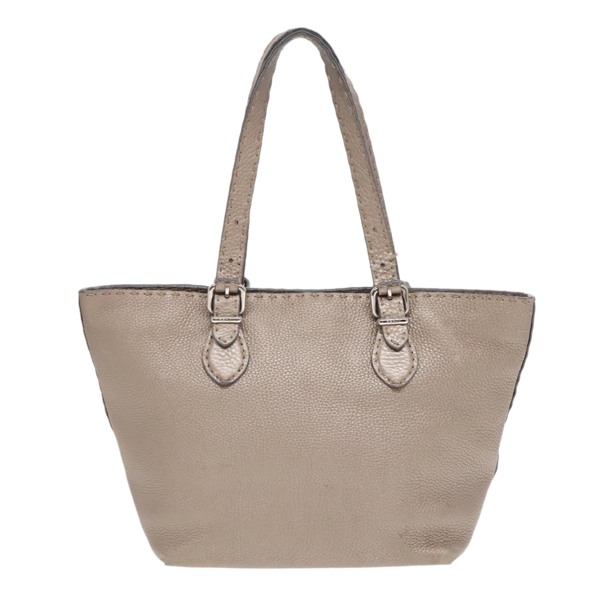 FENDI Celeria Tote Bag Leather Silver Silver Tonefm3806