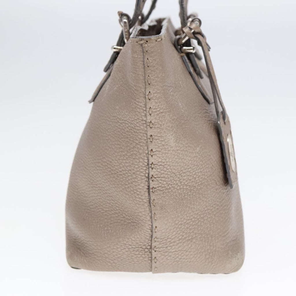 FENDI Celeria Tote Bag Leather Silver Silver Tonefm3806