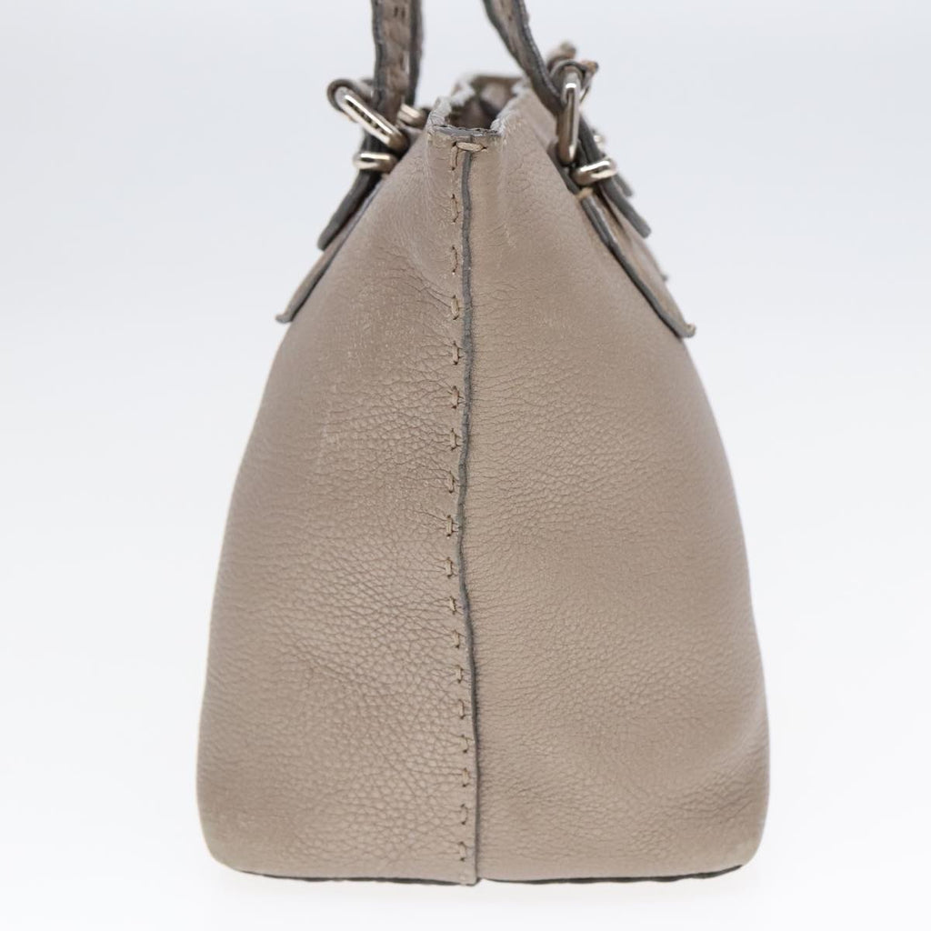 FENDI Celeria Tote Bag Leather Silver Silver Tonefm3806