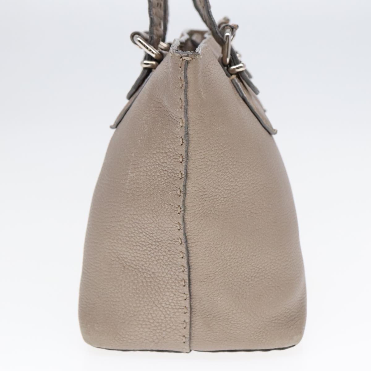 FENDI Celeria Tote Bag Leather Silver Silver Tonefm3806