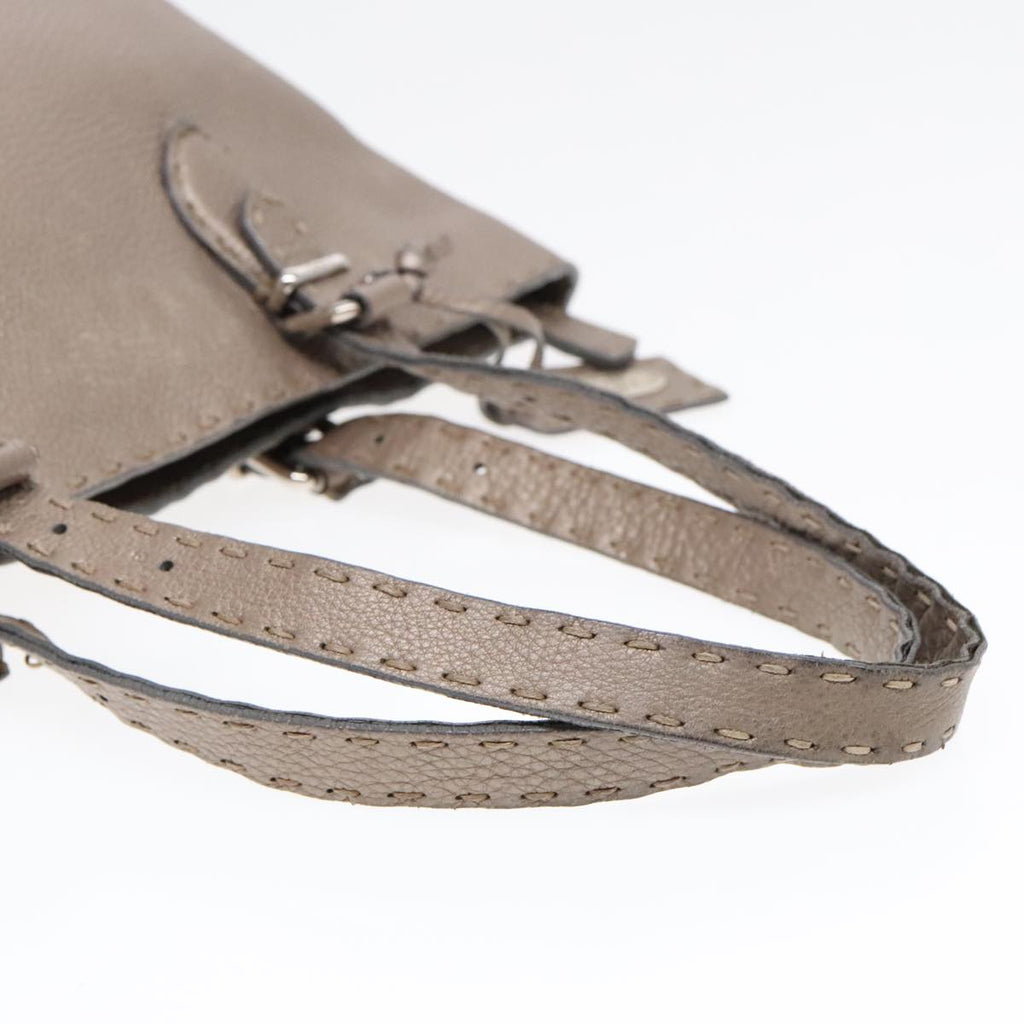 FENDI Celeria Tote Bag Leather Silver Silver Tonefm3806