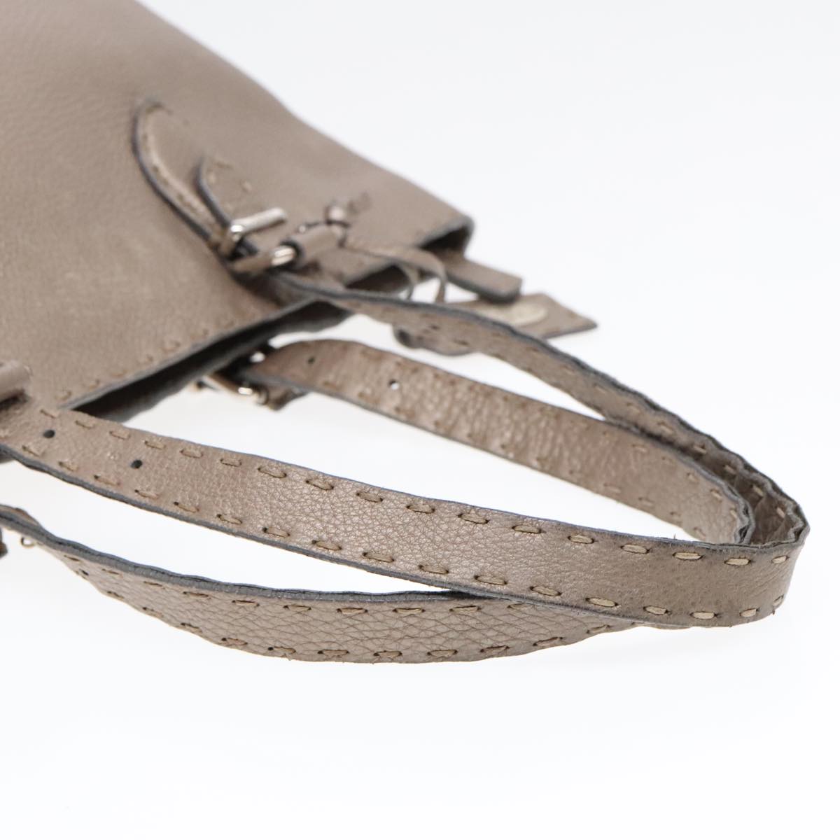 FENDI Celeria Tote Bag Leather Silver Silver Tonefm3806
