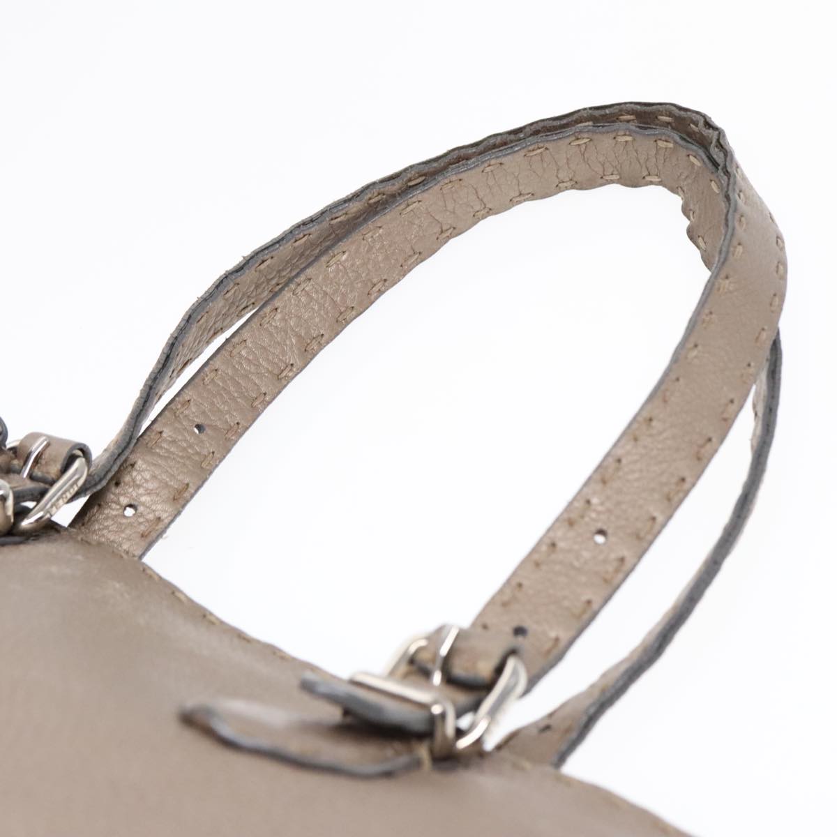 FENDI Celeria Tote Bag Leather Silver Silver Tonefm3806