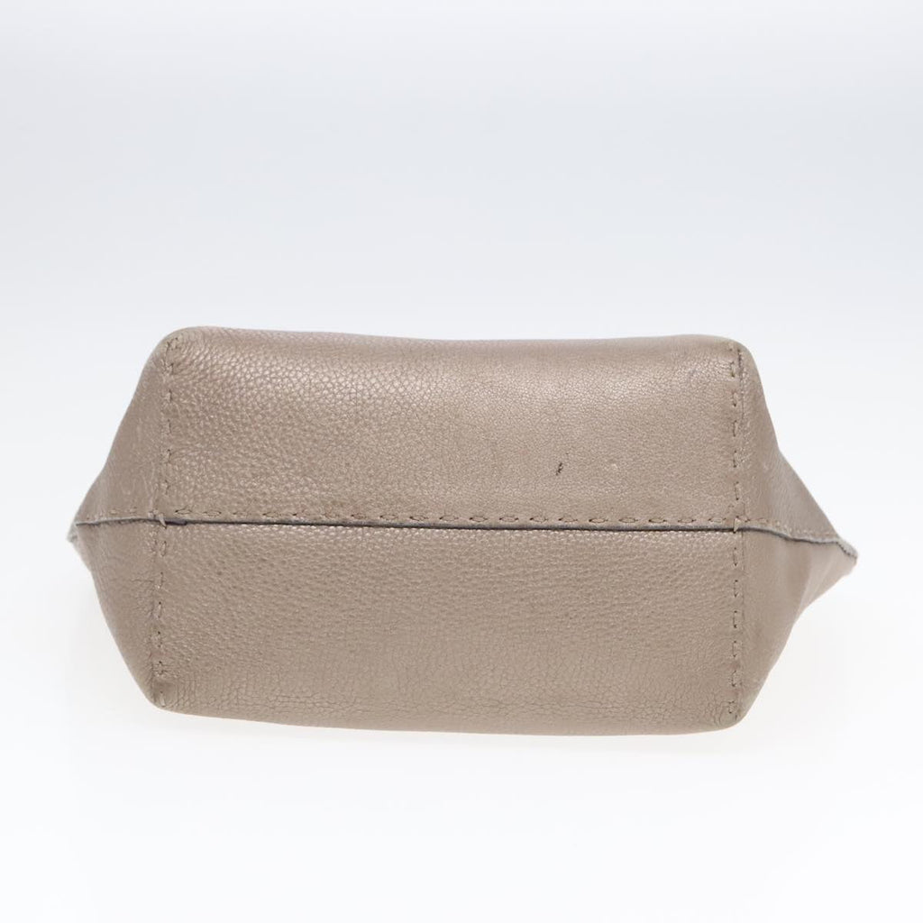 FENDI Celeria Tote Bag Leather Silver Silver Tonefm3806