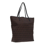 FENDI Zucchino Canvas Tote Bag Brown Black Silverfm3814