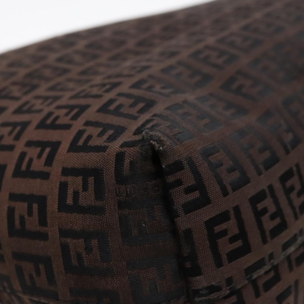 FENDI Zucchino Canvas Tote Bag Brown Black Silverfm3814