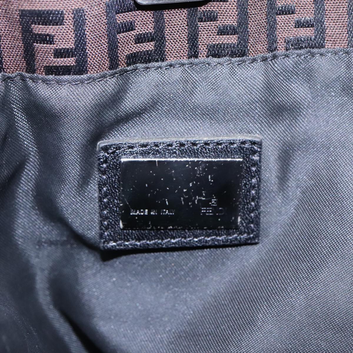 FENDI Zucchino Canvas Tote Bag Brown Black Silverfm3814