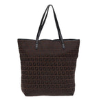 FENDI Zucchino Canvas Tote Bag Brown Black Silverfm3814