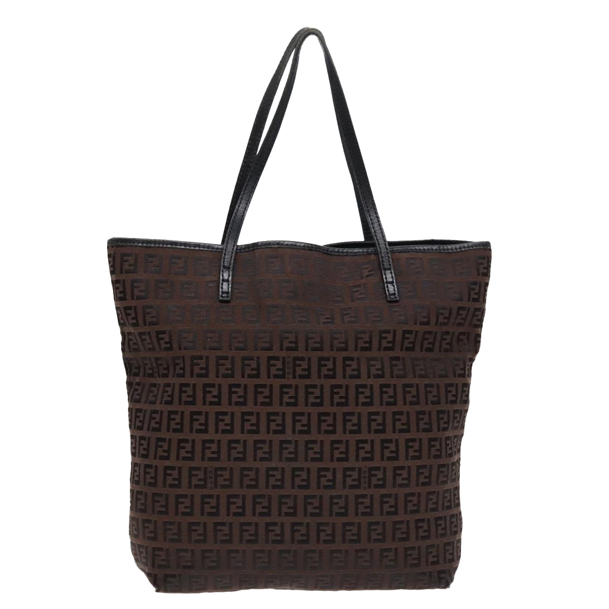 FENDI Zucchino Canvas Tote Bag Brown Black Silverfm3814