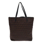 FENDI Zucchino Canvas Tote Bag Brown Black Silverfm3814