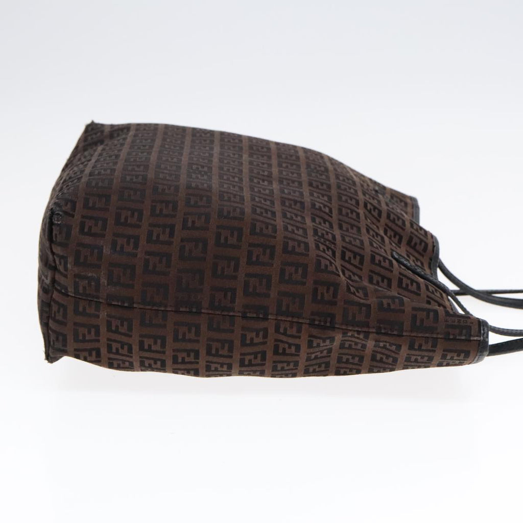 FENDI Zucchino Canvas Tote Bag Brown Black Silverfm3814
