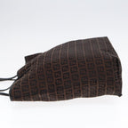 FENDI Zucchino Canvas Tote Bag Brown Black Silverfm3814