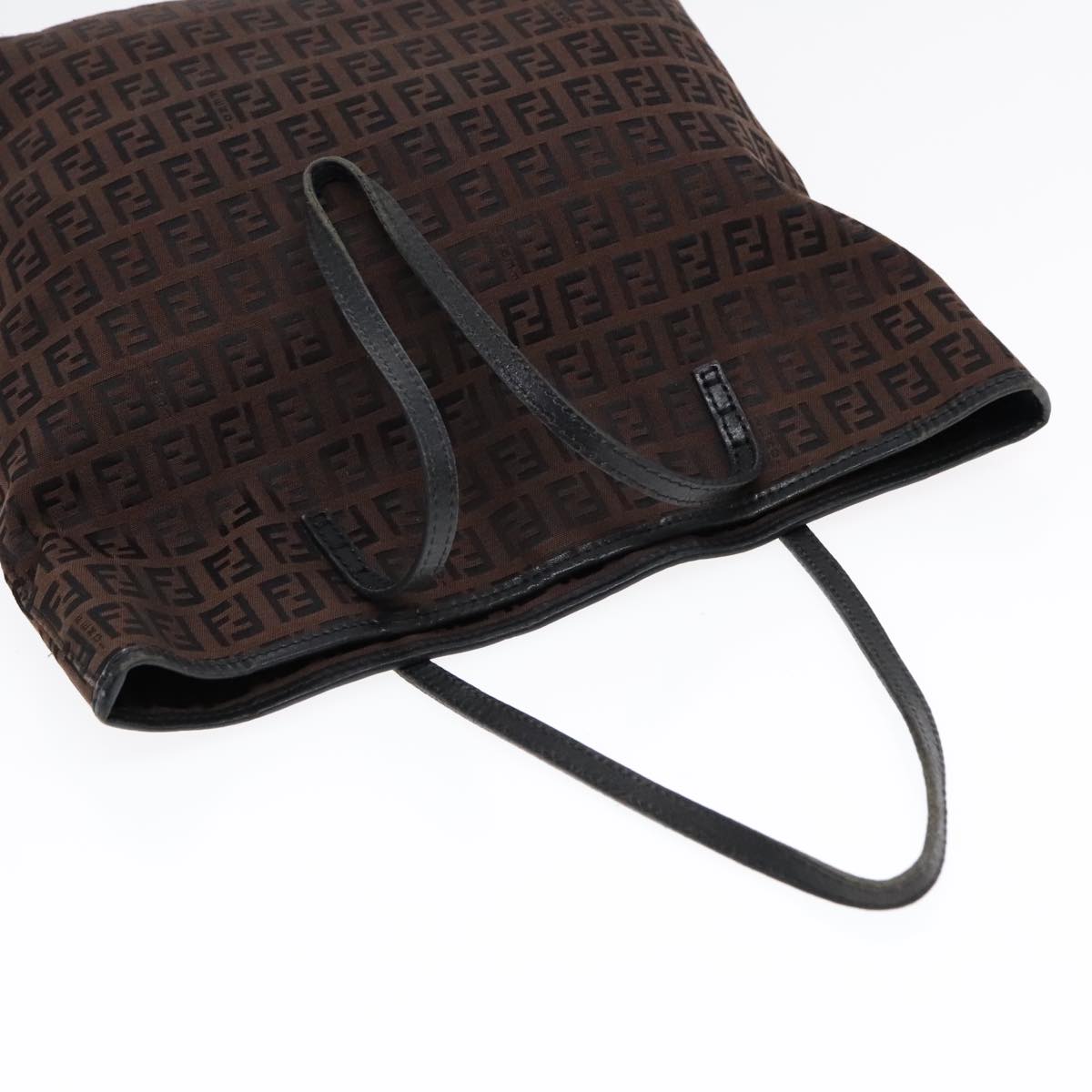 FENDI Zucchino Canvas Tote Bag Brown Black Silverfm3814