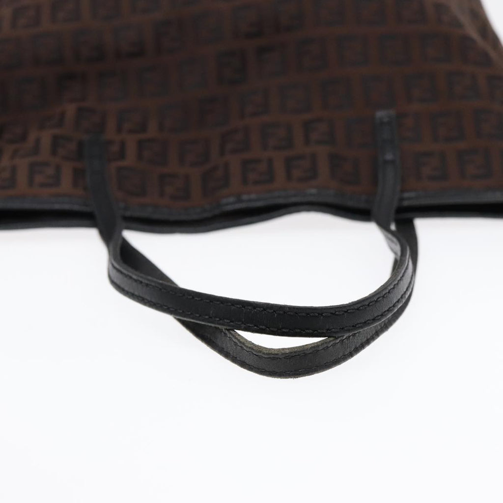 FENDI Zucchino Canvas Tote Bag Brown Black Silverfm3814