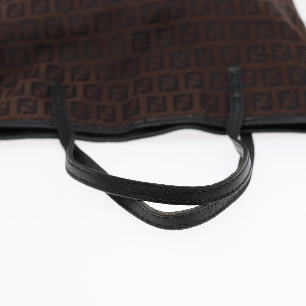 FENDI Zucchino Canvas Tote Bag Brown Black Silverfm3814