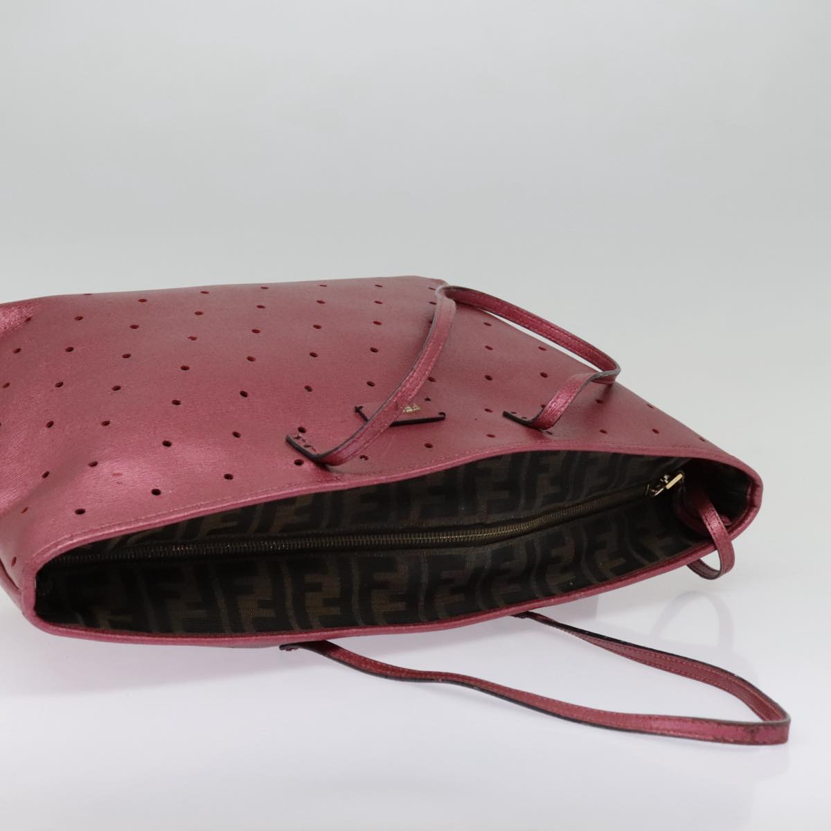 FENDI Tote Bag Leather Pink Goldfm3867