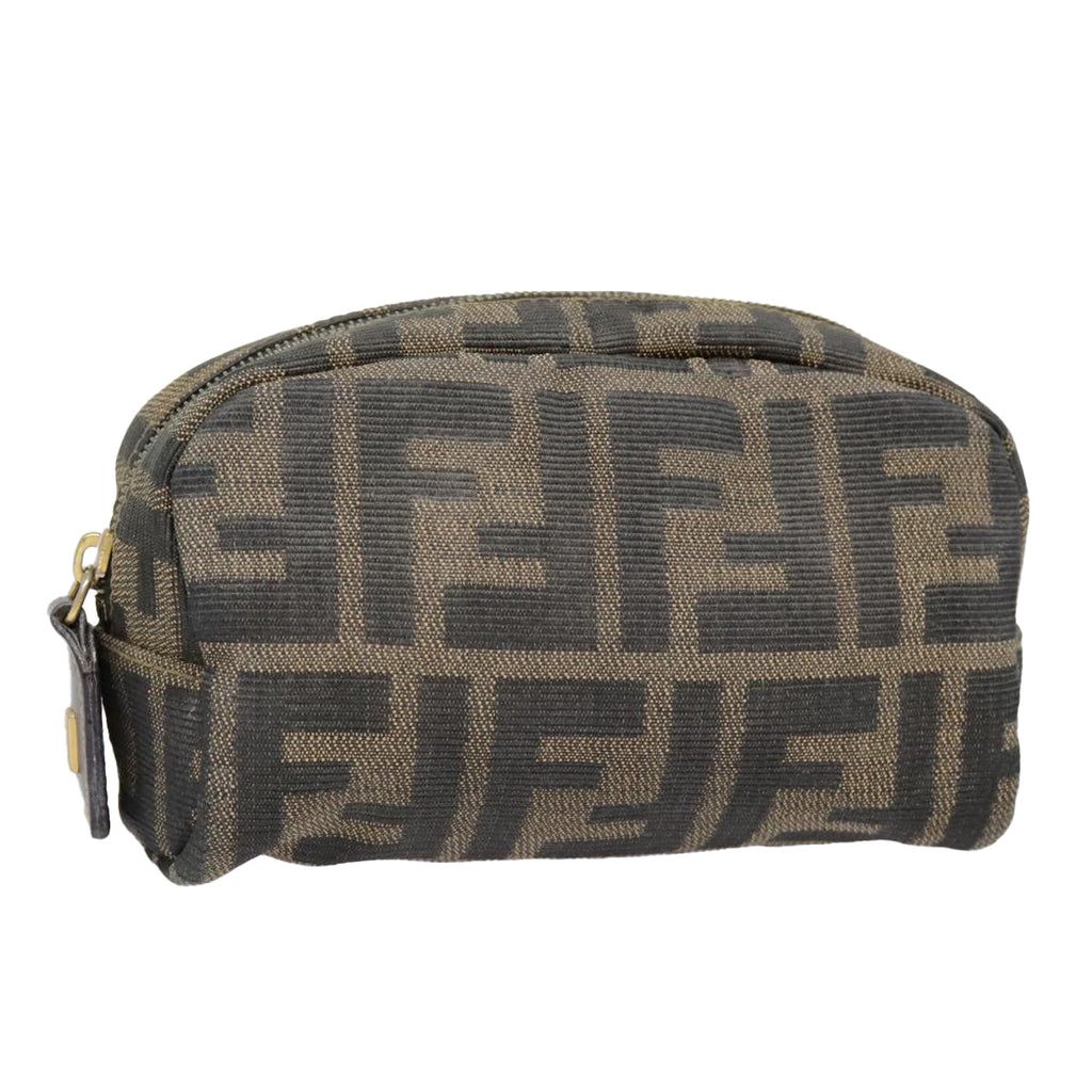 FENDI Zucca Canvas Pouch Black Gold Brownfm3877
