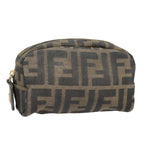 FENDI Zucca Canvas Pouch Black Gold Brownfm3877